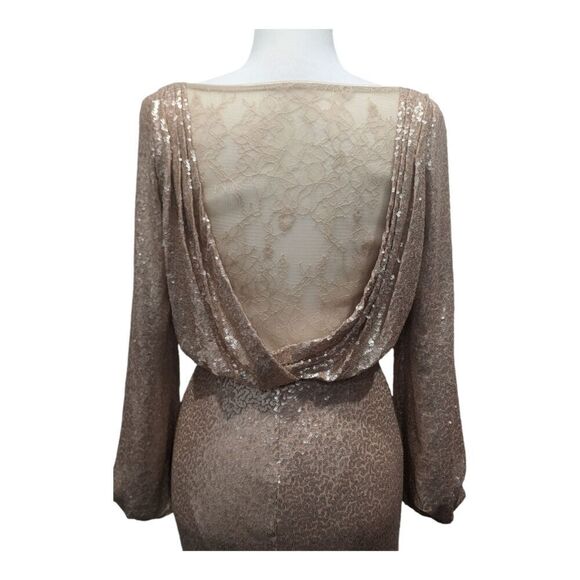 Tadashi Shoji Revin Long-Sleeve Gold Sequin Maxi Gown, 2/4 - Picture 9 of 16